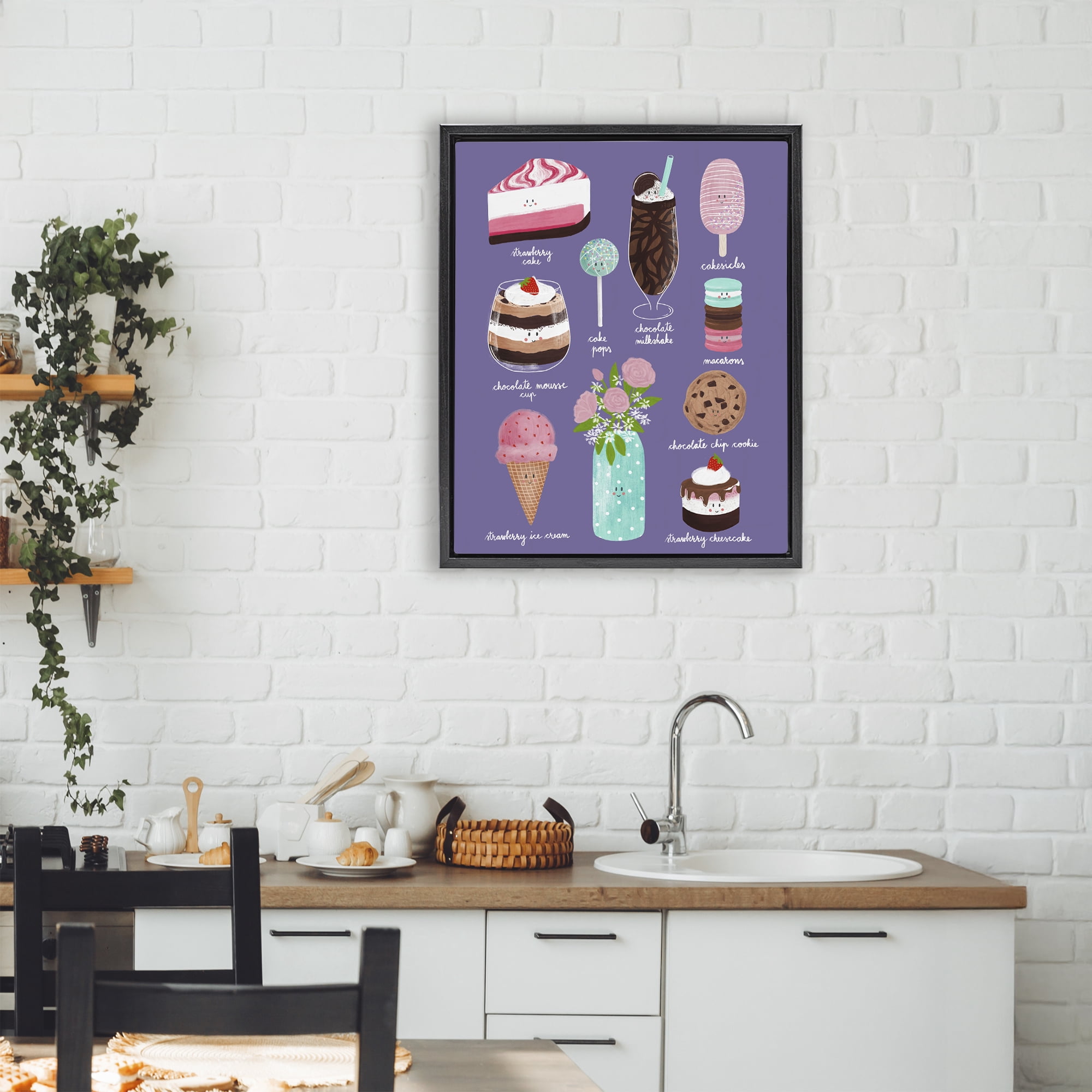 Stupell Industries Decadent Desserts & Flowers Black Framed Floater Canvas Wall Art, design by Metka Hiti