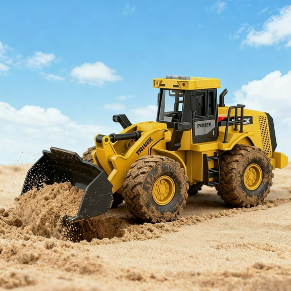 Fridja 1:16 Scale Remote Control Bulldozer Toy, Alloy Construction Vehicle with 2.4GHz RC