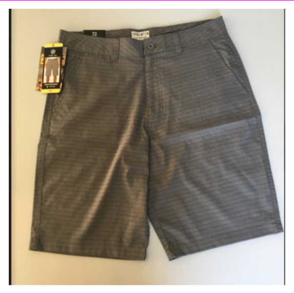 Hang Ten Men's Stretch Hybrid Walk Striped 2 slant pockets Short 38/Smoked Pearl
