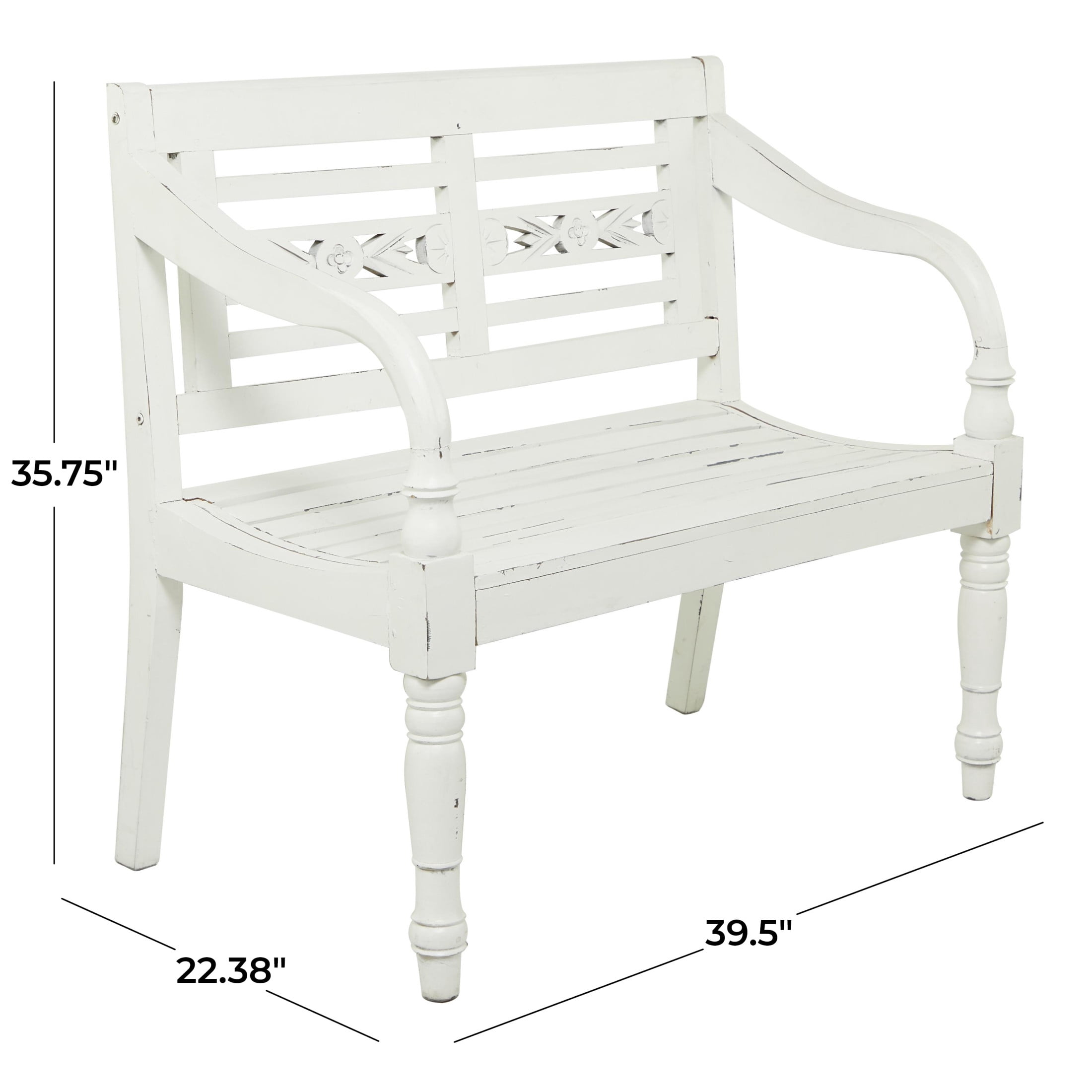 DecMode Wood Bench, White