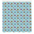 thumbnail image 3 of Ambesonne Animal Art Shower Curtain, Snails and Ethnic Shells, 69"Wx84"L, Pale Blue and Multicolor, 3 of 5