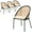 Cream, variant on LeisureMod Dining Chair with Vinyl Fabric Seat and Wicker Backrest in Black Stainless Steel Legs Modern Accent Armchair Urbane Collection Set of 4 in Taupe