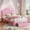 Pink, variant on Senfot Twin Velvet Upholstered Platform Bed with LED Lights, Crystal Button Headboard, Storage Drawer, Noise-Free,No Box Spring Needed, Princess Bed for Teens, Green -Playful & Comfortable