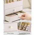 thumbnail image 2 of Makeup Organizer,Skincare Organizer for Vanity，PU Leather Make up Organizer with Drawers Cosmetic Display Case for Countertop,Perfume,Gifts Ideas for Women (Apricot White), 2 of 17