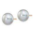 thumbnail image 4 of Auriga Fine Jewelry 14K Yellow Gold 10-11mm Grey Button Pearl Stud Earrings for Women, 4 of 5