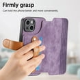 thumbnail image 2 of for iPhone 14 Wallet Case with Card Slots & Cash Slot【RFID Blocking】, With Wrist Kickstand,Flip Folio Book PU Leather  Shockproof Anti-fall Rugged Phone case Cover For Women Men,Purple, 2 of 13