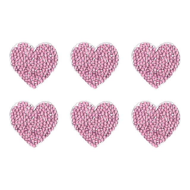 Uxcell 6 Pcs Parches de Hierro en Forma de Corazón 3.5cm Parches para Coser para Manualidades de DIY Reparación de Ropa Zapatos Decoración de Bolsas Gorras, Rosa Claro