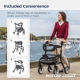thumbnail image 4 of Andador plegable Drive Medical Nitro Sprint con asiento, ligero y de altura, con ruedas grandes, plegable, de cuatro ruedas, color negro, 4 of 5