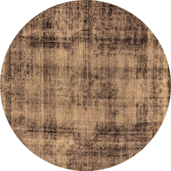 Ahgly Company Indoor Round Oriental Brown Industrial Area Rugs, 7' Round