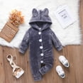 thumbnail image 2 of Bebé Niños Niñas Onesies Niño Recién Nacido Ropa Con Capucha Orejas Color Sólido Mameluco Abrigo De Un Solo Botón Pedo Traje Odeerbi LM103-1217, 2 of 9