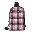 thumbnail image 2 of Rocae Heart Plaid for Lightweight Chest Bag Dual Pocket, Waterproof Crossbody Sling Bag for Men and Women, 2 of 8