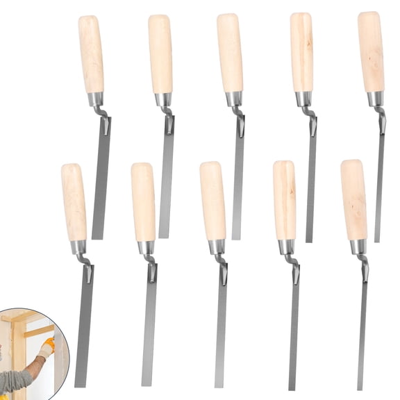 10Pcs Tuck Pointer Trowel Set with Wooden Handle Carbon Steel Finger Pointing Trowel 15/64 5/16 25/64 15/32 19/32 Inch for DIY Enthusiasts