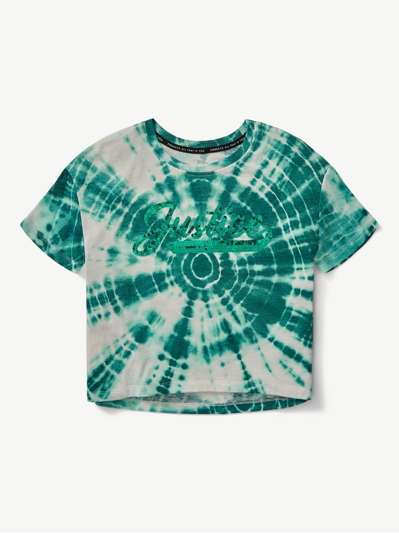 Justice Girls Dye Effect T-Shirt, Sizes XS-XLP, Graphic Sporty