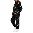 thumbnail image 5 of Fall Sets for Women Casual Long Sleeve Hoodies Matching Elastic Waist Joggers Polka Dot Cozy Lounge Teacher Outfits with Pockets Black XL, 5 of 6