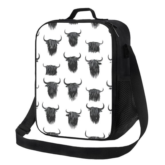 Highland Cow Lunch Bag Reusable Lunch Box Insulated Tote Bag with Adjustable Shoulder Strap