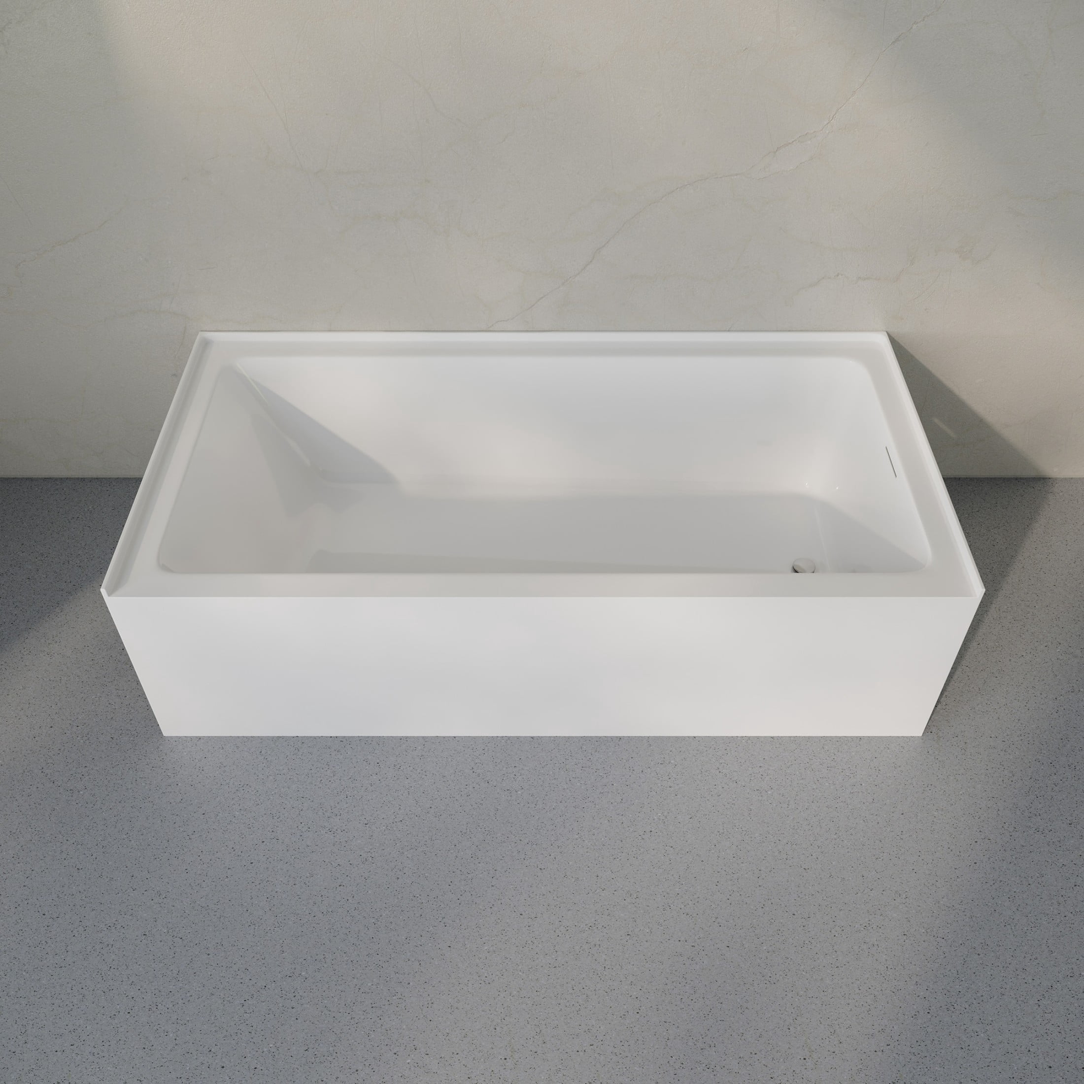 Voltaire 72 x 36 Skirted Right Drain Soaking Alcove Bathtub in Glossy White, Drain Included