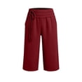 thumbnail image 4 of LumiAtelier Womens Winter Casual Capri Joggers Stretch Fleece Fabric Drawstring Elastic Waist Button Cuff Loose Cropped Pants With Side Pockets, 4 of 7