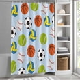 thumbnail image 6 of Blue Balls Shower Curtain Set, Waterproof Shower Curtains for Bathroom, Baseball Tennis Basketball Football Washable Fabric Cloth Bath Curtain for Bathtub Decoration with Hooks 48x72 Inches, 6 of 9