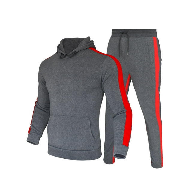 Innerwin Gym Sets 2 Pcs Mens Loungewear Running Two Pieces Drawstring Trousers With Pockets Homewear Dark Gray XL