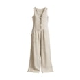 thumbnail image 7 of Hvogkswy Linen Jumpsuits for Women Ruffled V-Neck Button Front Sleeveless Jumpsuit with Pockets Comfy Loose Breathable Summer Casual Wide Leg Romper, 7 of 7