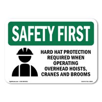 OSHA SAFETY FIRST Sign - Hard Hat Protection Required With Symbol | Plastic Sign | Protect Your Business, Work Site, Warehouse | Made in the USA