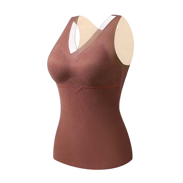 Womens Autumn And Winter Self-heating Warm And Non-marking Plus Velvet Inner Bottoming Cold-proof One-piece Underwear Thermal Vest