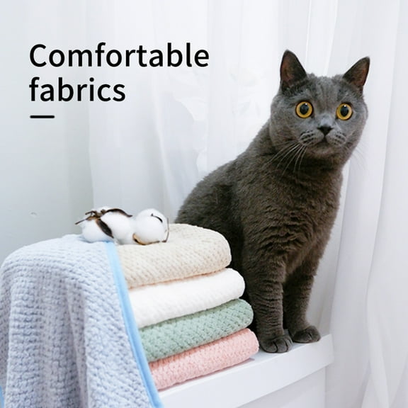 Shulemin Pet Bath Towel,Pet Bed Exquisite Edging No Shedding Fluffy Thicken Soft Keep Warm Strong Water Absorption Coral Fleece Dog Towel for Cats