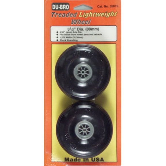 DU-BRO 350TL Treaded Lite Wheels 3-1/2 inch (2)
