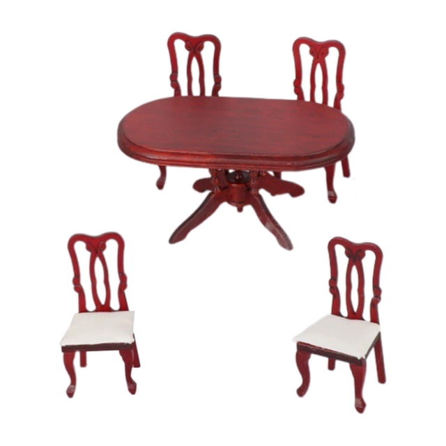 5 Piezas Miniatura Mobiliario Modelo Set Comedor en Madera para Casa de Muñecas Accesorios Realistas de Simulación Juego de Habitación Apto para Juegos Infantiles Colección Manualidades