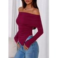 thumbnail image 3 of Remera PRETTYGARDEN con Hombros Descubiertos Burdeos Ajustada XS, 3 of 8