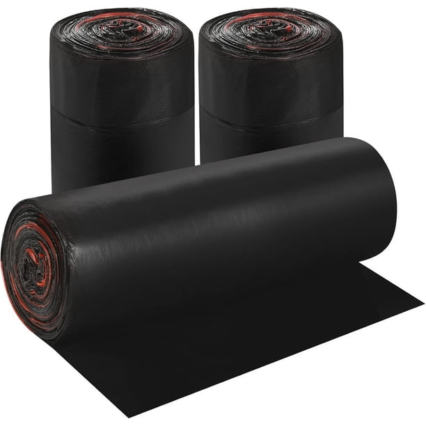 3 rollos con pequeñas bolsas de basura, 4 galones grueso con pequeñas bolsas de basura, adecuadas para diferentes contenedores de basura, 60 (Negro)