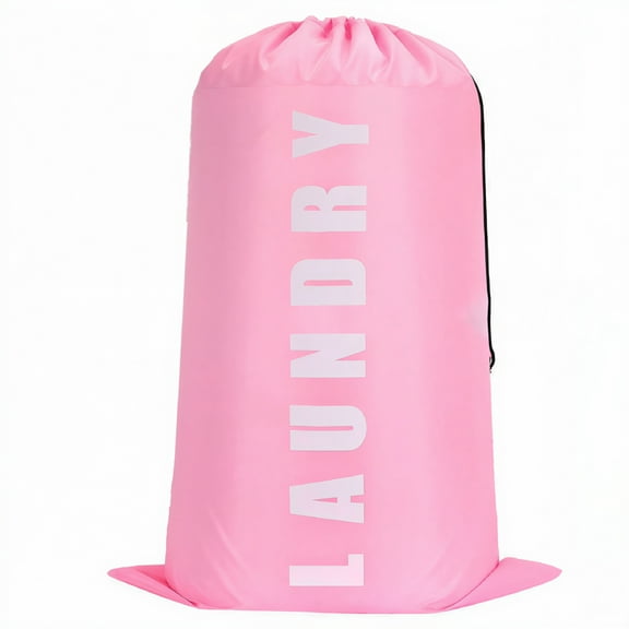 LAMIRO 1Pack XL Travel Laundry Bag,Machine Washable Clothes Organizer,Large Enough to Hold 4 Loads of Laundry,Easy Fit a Laundry Hamper or Basket,Pink A