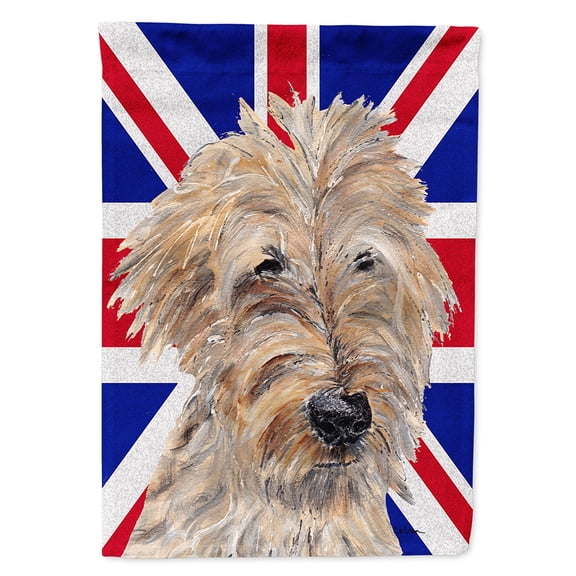 Golden Doodle with English Union Jack British Flag Flag Canvas House Size