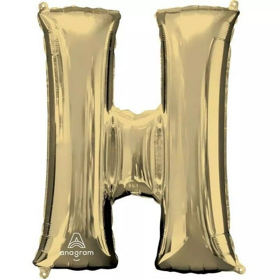 34 inch Letter H - Anagram - White Gold Foil Mylar Balloon - Party Supplies Decorations