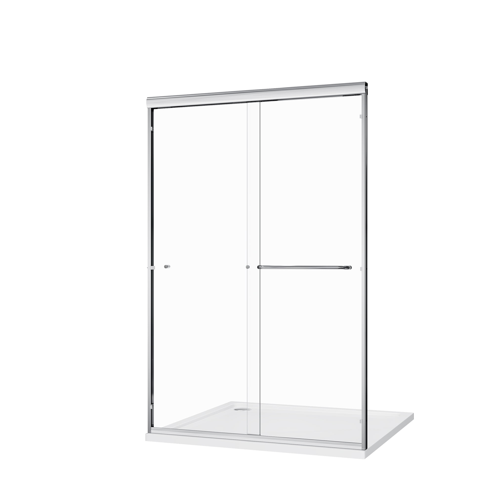 Sunny Shower Double Sliding Shower Doors 48" L x 72" H with 1/4" Clear Glass Door in Chrome Finish