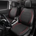 thumbnail image 2 of Funda de asiento de coche CAR PASS Universal FIT de piel ribeteada, color negro y rojo, 2 of 9