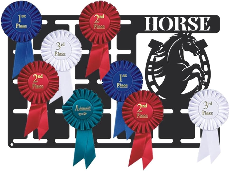 Medal Hanger Rosette Holder Personalised Award Ribbon Black Sports Metal Rack Wall Mount Upgraded Design Gifts for Athletes for DIY handcrafting