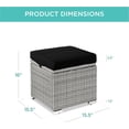thumbnail image 2 of JJUN Set of 2 Wicker Ottomans, Multipurpose Outdoor Furniture for Patio, Backyard, Additional Seating, Footrest, Side Table w/Storage, Removable Cushions - Gray/Black, 2 of 15