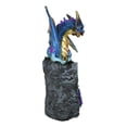 thumbnail image 2 of Metallic Blue Iridescent Dragon On Faux Geode Rock Quartz Crystal Cove Figurine, 2 of 9