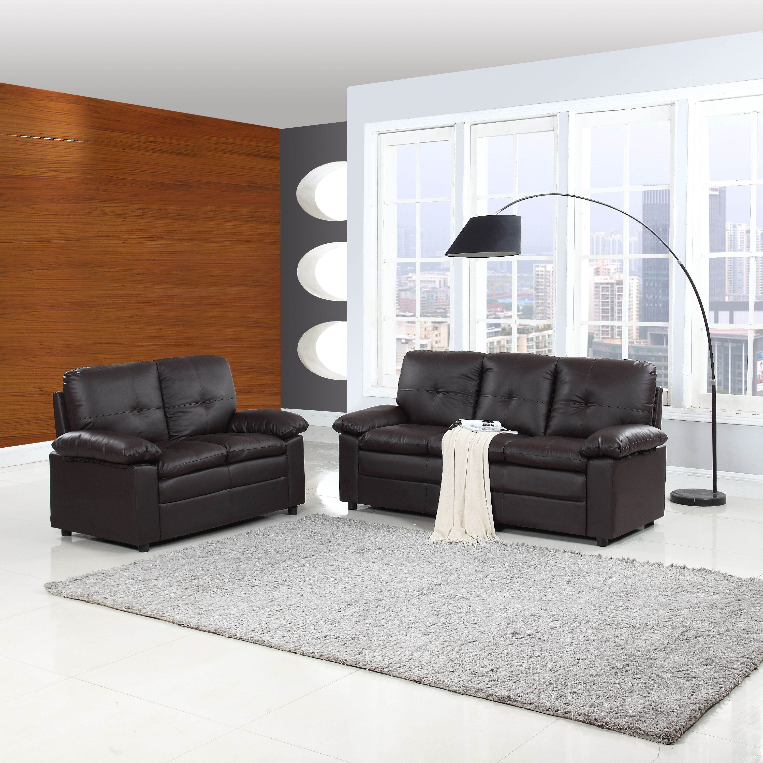 Classic Faux Leather Living Room Set