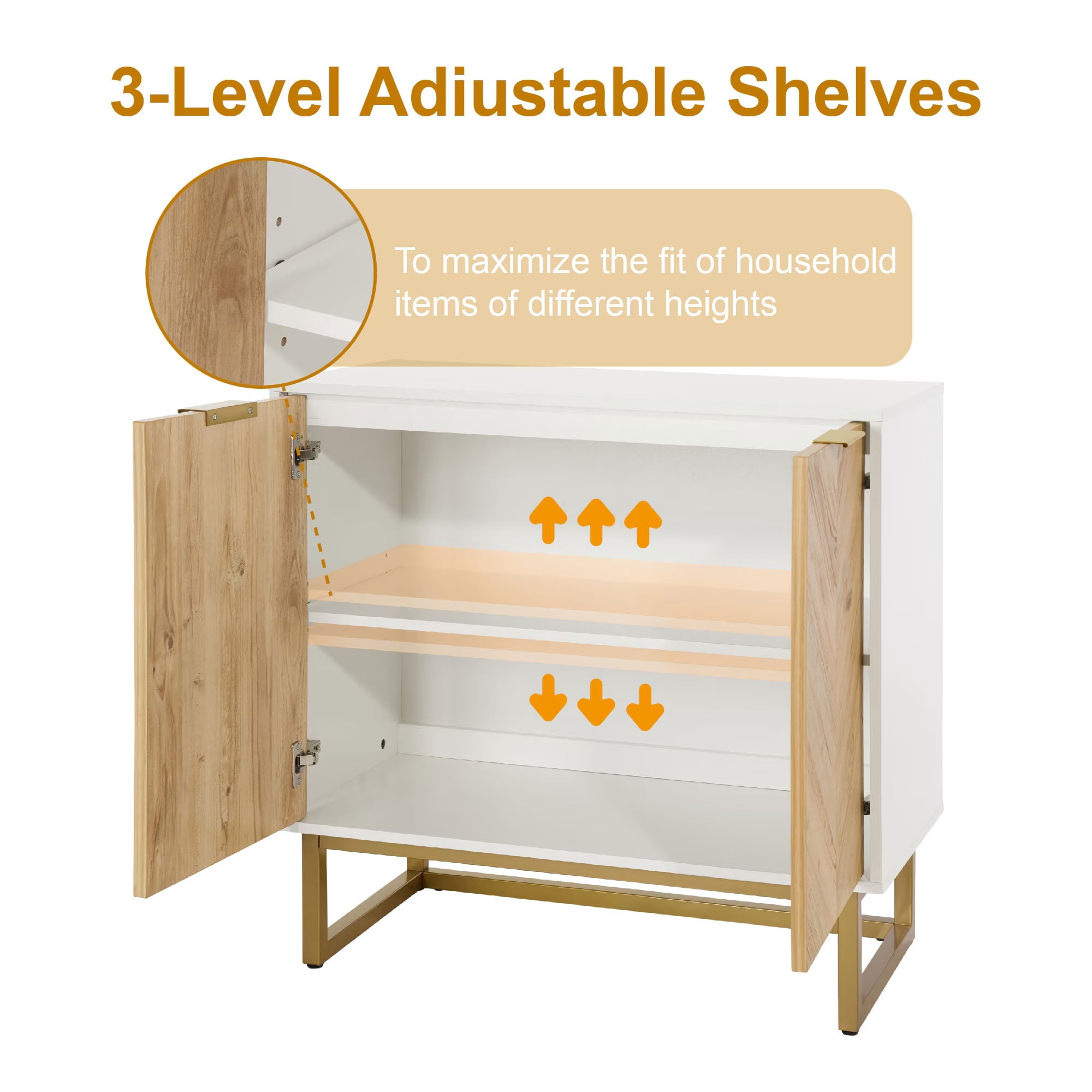 MAYEERTY Modern Sideboard Buffet Cabinet with Doors, Accent Storage Cabinet with Adjustable Shelf for Dining Room Living Room Entryway