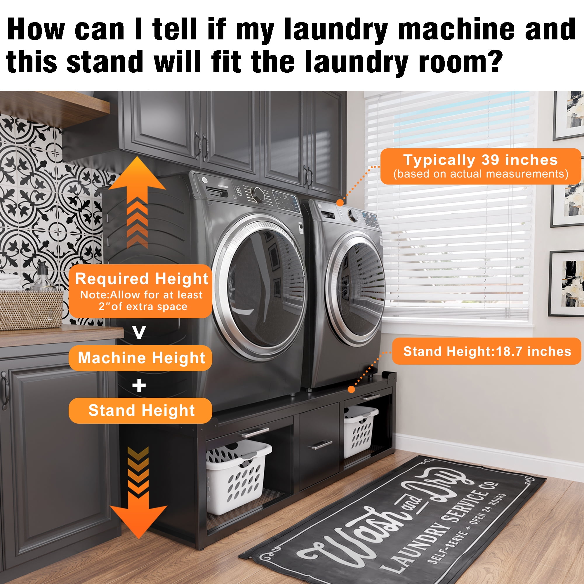 GDLF Washer and Dryer Pedestals, Universal Washer and Dryer Stand with Pull-Out Shelf