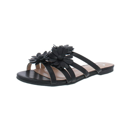 

Journee Collection Womens Dolliah Rosette Flat Sandals Black 6.5 Medium (B M)