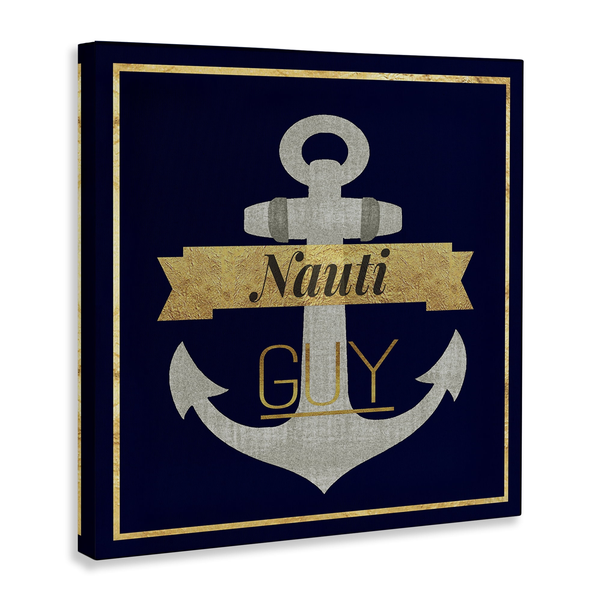 Stupell Industries Nauti Guy with Anchor Novelty & Humor Painting Wrapped Canvas Art Print Wall Art, 24 x 24