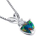 thumbnail image 3 of PEORA 14K White Gold Created Black Opal with Genuine Diamond Pendant for Women, AAA Grade Heart Shape Solitaire, 6mm, 3 of 5