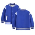 thumbnail image 2 of UDAUDU Kids Varsity Baseball Jacket Color Block Bomber Coat Button Down Lightweight Unisex Boys Girls Fall Winter School Outwear Blue 14-15 Years, 2 of 7