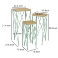 thumbnail image 5 of Mito 3pc Nesting Plant Stand Table, Brown Wood, X Cross Green Metal, 5 of 5
