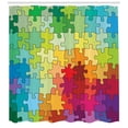 thumbnail image 2 of Abstract Shower Curtain, Colorful Puzzle Pieces Fractal Children Hobby Activity Leisure Toys Cartoon Image, Fabric Bathroom Set with Hooks, 69W X 75L Inches Long, Multicolor, by Ambesonne, 2 of 2