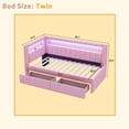 thumbnail image 6 of Mirightone Twin Daybed with Storage Drawers & USB Ports, Upholstered Daybed Corner Bed Frame with LED Light for Bedroom, Guest Room, Pink, 6 of 6