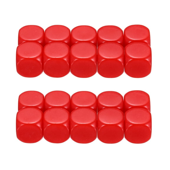 16 mm Acrylic Dice Blank, 20 Pcs Standard Game Dice Rounded Corner for Board Games Teaching, Red